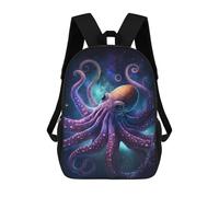 sinyumoney Galactic Octopus Art Print-8 Kids School Backpack 17 Inch School Bag 3D Printed School Bag for Boys Elementary And Middle School Students