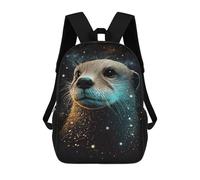 sinyumoney Galactic Otter Greeting Card 3D Printed Children's School Backpack for Kids High Capacity Travel Rucksacks 17 Inch Book Bags Kids