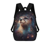sinyumoney Galactic Otter Majesty -2 Children's Backpack, 17 Inch 3D Printed School Backpack, Backpack Cartoon Adjustable School Bag for Primary School