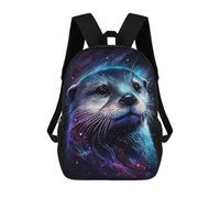 sinyumoney Galactic Otter Portrait -4 Rucksacks 3D Printed Children 17inch Backpacks Fashion Casual Daypack Travel Bags Outdoor Casual Daypack for Boy And Girl