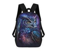 sinyumoney Galactic Owl Art Print-3 3D Printed Children's School Backpack for Kids High Capacity Travel Rucksacks 17 Inch Book Bags Kids
