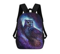 sinyumoney Galactic Owl Art Print 3D Printed 17 Inch School Backpack Casual Children's Backpacks 3D Printed for Boys Elementary And Middle