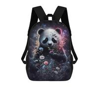 sinyumoney Galactic Panda with Flowers -5 17 Inch Backpacks Kids Schoolbag,3D Printed Elementary And Middle School Students Backpacks for Boys Girls