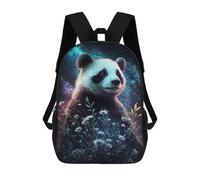 sinyumoney Galactic Panda with Flowers Backpacks 3D Printed 17inch Kids School Backpack Outdoor Casual Daypack Casual Travel Bags for Middle School Students