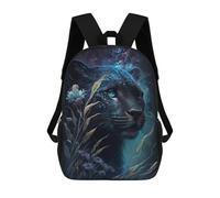 sinyumoney Galactic Panther with Flowers Kids Backpack Girls 3D School Bags Children's 17 Inch Rucksack Toddler Schoolbag,Casual Daypacks Fashion Bookbag Bag