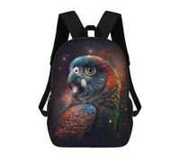 sinyumoney Galactic Parrot Portrait Backpack School Bag Secondary Causal Travel High School Bags for Boys/Girls/Teenagers 17inch