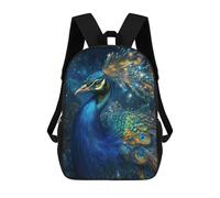 sinyumoney Galactic Peacock Majesty -2 Kids Backpacks,3D Personalized School Bookbags for Boys Girls Large Schoolbags Casual Daypack 17inch