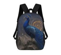 sinyumoney Galactic Peacock Majesty 3D Printed Kids 17inch Backpacks Boys Fashion Travel Backpacks School Bag for Boys Elementary And Middle School Students