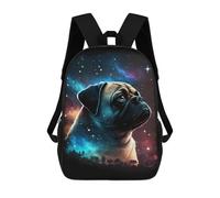 sinyumoney Galactic Pug Portrait -1 Backpack School Daypacks Business Backpack Water Resistant Bookbag for Boys/Girls/Teenagers 17inch