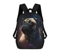 sinyumoney Galactic Pug Portrait -2 Rucksack Water Resistant Travel Backpack Computer Bag for Teenage Girls Boys Women Men 17inch
