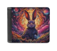 sinyumoney Galactic Rabbit Majesty 3D Print PU Leather Wallet Card Slots Coin Leather RFID Fashion Slim Leather Wallet Craftsmanship Gifts 11.7cm*9.5cm