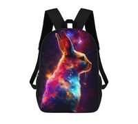 sinyumoney Galactic Rabbit Portrait 3D Printed Kids Backpacks Boys Fashion School Bag Travel Backpacks School Bags for Boys Elementary School Students 17inch