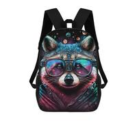 sinyumoney Galactic Raccoon Glasses Backpack School Bag Large School Backpack for Boys - Perfect for Travel, Work And Daily Use 17inch