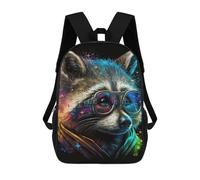 sinyumoney Galactic Raccoon Sunglasses School Backpack Fashion Stationery Backpack Waterproof Casual Daypacks for Men/Women 17inch