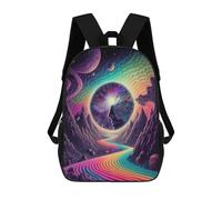 sinyumoney Galactic Rainbow Journey Print Children's Backpack School Bag for Adult And Kids Travel Daypack 17inch