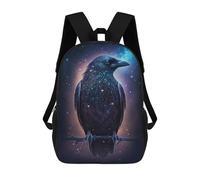 sinyumoney Galactic Raven Art Print -1 3D Printed 17 Inch School Backpack Children's Backpacks 3D Printed Cool Knapsack for Boys Elementary And Middle