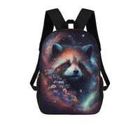 sinyumoney Galactic Red Panda with Flowers Kids School Backpack 17 Inch School Bag 3D Printed School Bag for Boys Elementary And Middle School Students