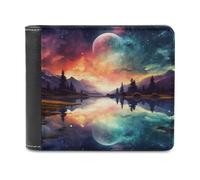 sinyumoney Galactic Reflections -4 3D Print PU Men's Leather Wallet Use Holds Bills Leather RFID Slim Elegant Wallets 11.7cm*9.5cm