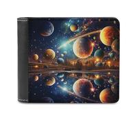 sinyumoney Galactic Reflections -5 3D Print Clutch Purse Credit Card Slots Leather RFID Banknote Compartments Soft Convenient Purse 11.7cm*9.5cm