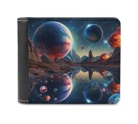 sinyumoney Galactic Reflections -6 3D Print Wallet Credit Card Cash Id Holder Slots Note Section Leather Wallet Craftsmanship Gifts 11.7cm*9.5cm