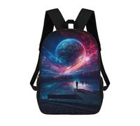 sinyumoney Galactic Reflections A Cosmic Journey Kids School Backpack 3D Printed Backpacks Fashion School Bag Rucksacks for Boys Elementary And Middle School Students 17inch