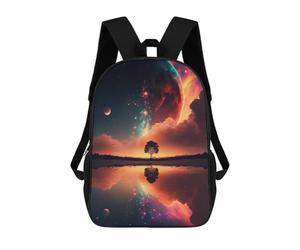 sinyumoney Galactic Reflections A Cosmic Serenity Backpack School Bag School Secondary High School College Backpack Travel for Teenage Girls Boys Women Men 17inch