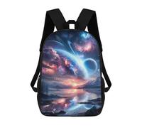 sinyumoney Galactic Reflections Celestial Landscape -2 Rucksacks 3D Printed Children 17inch Backpacks Fashion Casual Daypack Travel Bags Outdoor Casual Daypack for Boy And Girl