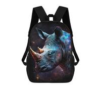 sinyumoney Galactic Rhino Art Print-4 3D Printed 17 Inch School Backpack Children's Backpacks 3D Printed Cool Knapsack for Boys Elementary And Middle