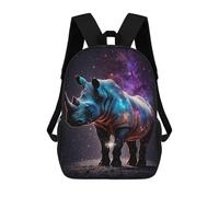 sinyumoney Galactic Rhino Majesty 3D Printed 17 Inch School Backpack Casual Children's Backpacks 3D Printed for Boys Elementary And Middle