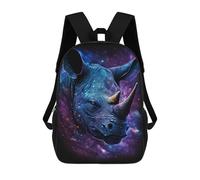sinyumoney Galactic Rhino Portrait-13 Backpack School Bag Large School Backpack for Boys - Perfect for Travel, Work And Daily Use 17inch