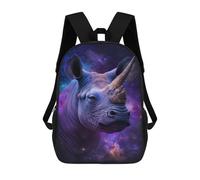 sinyumoney Galactic Rhino Portrait Backpack School Bag Daypacks Business Backpack Water Resistant Bookbag for Girls Boys Teenage 17inch