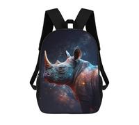 sinyumoney Galactic Rhino Portrait Backpack School Rucksack Casual Daypacks School Work Travel Bag for Men, Women & Teenage Boys 17inch