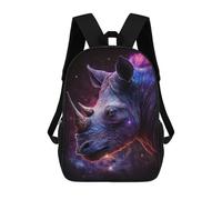 sinyumoney Galactic Rhino Profile-3 School Backpack 3D Printed Children's 17inch Backpacks Bag Bookbag for Kids Boy Girl Book Bags Kids School Bag Travel Rucksacks