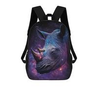 sinyumoney Galactic Rhino Profile-5 17inch School Bag 3D Printed Children's School Backpack Casual Fashion Travel Backpacks for Kids School Students