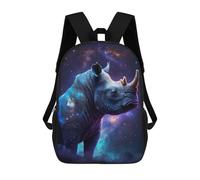 sinyumoney Galactic Rhino Profile Backpacks 3D Printed 17inch Kids School Backpack Outdoor Casual Daypack Casual Travel Bags for Middle School Students