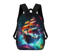 sinyumoney Galactic Sailing Adventure Kids School Backpack 3D Printed Fashion School Bag Casual School Bag for Boys Elementary And Middle School Students 17inch