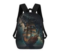 sinyumoney Galactic Sailing Ship Kids Backpack, Kids School Bag 3D Printed School Backpacks for Boys And Teenager School Students 17inch