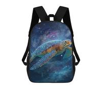 sinyumoney Galactic Sea Turtle Art Print Backpack School Backpack Kids School Bag Large Capacity Kids Backpack for School Rucksack 3D Book Bag Gifts for Kids 17inch