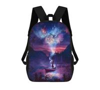 sinyumoney Galactic Serenity A Cosmic Lake Journey Backpacks Kids School Backpack School Bag 3D Printed School Bag for Boys Elementary And Middle School Students 17inch