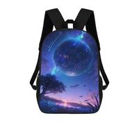 sinyumoney Galactic Serenity Landscape 3D Printed Children's School Backpack for Kids High Capacity Travel Rucksacks Book Bags Kids School Bag Back Pack 17inch