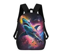 sinyumoney Galactic Shark Adventure -1 3D Printed Children's School Backpack for Kids High Capacity Travel Rucksacks Book Bags Kids School Bag Back Pack 17inch