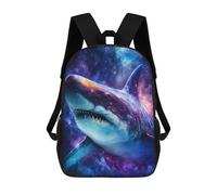 sinyumoney Galactic Shark Art Print 3D Printed 17 Inch School Backpack Casual Children's Backpacks 3D Printed for Boys Elementary And Middle