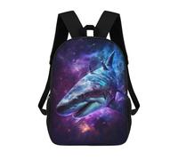 sinyumoney Galactic Shark Art Print-5 3D Printed Children's School Backpack for Kids High Capacity Travel Rucksacks 17 Inch Book Bags Kids