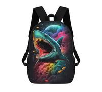 sinyumoney Galactic Shark Fantasy School Backpack 3D Printed School Bags Boys Girls Laptop Backpack for Kids/Students/Adults 17inch