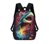 sinyumoney Galactic Shark Splash Backpack Schoolbags for Boys Girls Casual Sport Daypack Elementary Primary Large Capacity Bookbags 17inch