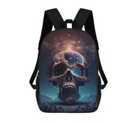 sinyumoney Galactic Skull Children's Backpack, 3D Printed School Backpack, Backpack for Boys Girls, Adjustable School Bag for Primary School 17inch