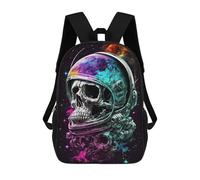 sinyumoney Galactic Skull Helmet Art Kids School Backpack 3D Printed Backpacks Fashion School Bag Rucksacks for Boys Elementary And Middle School Students 17inch