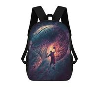 sinyumoney Galactic Slam Dunk Children's Backpack, 3D Printed School Backpack, Backpack for Boys Girls, Adjustable School Bag for Primary School 17inch