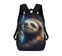 sinyumoney Galactic Sloth Portrait-3 3D Printed Children's 17 Inch Backpacks 3D Printed Casual School Bag for Boys Elementary And Middle