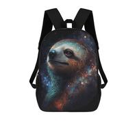 sinyumoney Galactic Sloth Portrait-5 Children's Backpack, 17 Inch 3D Printed School Backpack, Backpack Cartoon Adjustable School Bag for Primary School